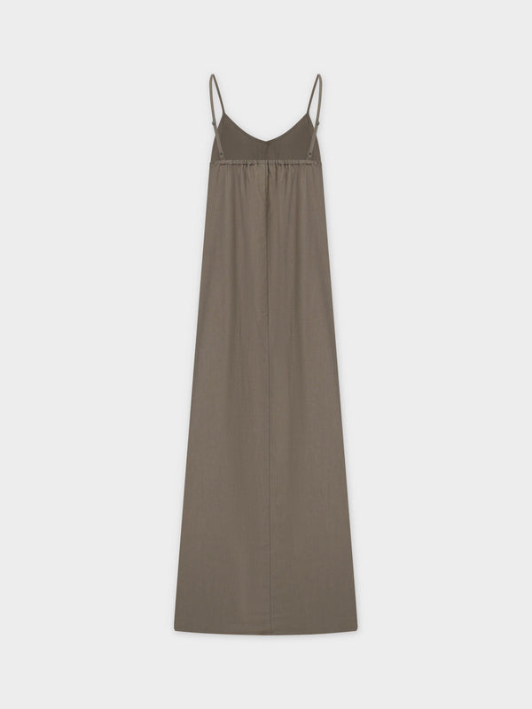 Linen Slip Dress-Olive