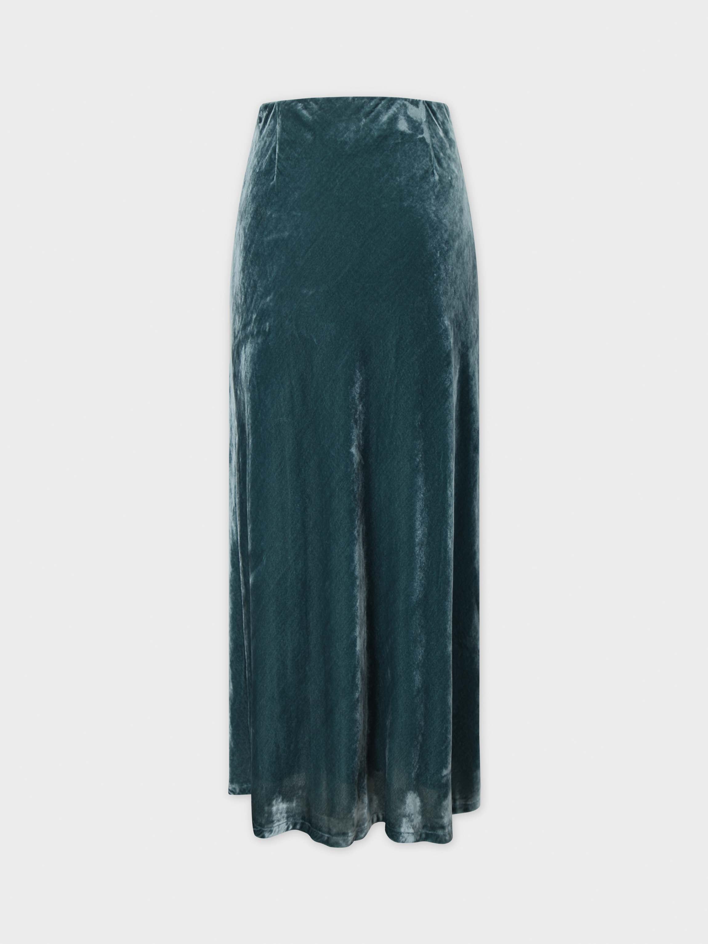 Velvet Slip Skirt-Teal