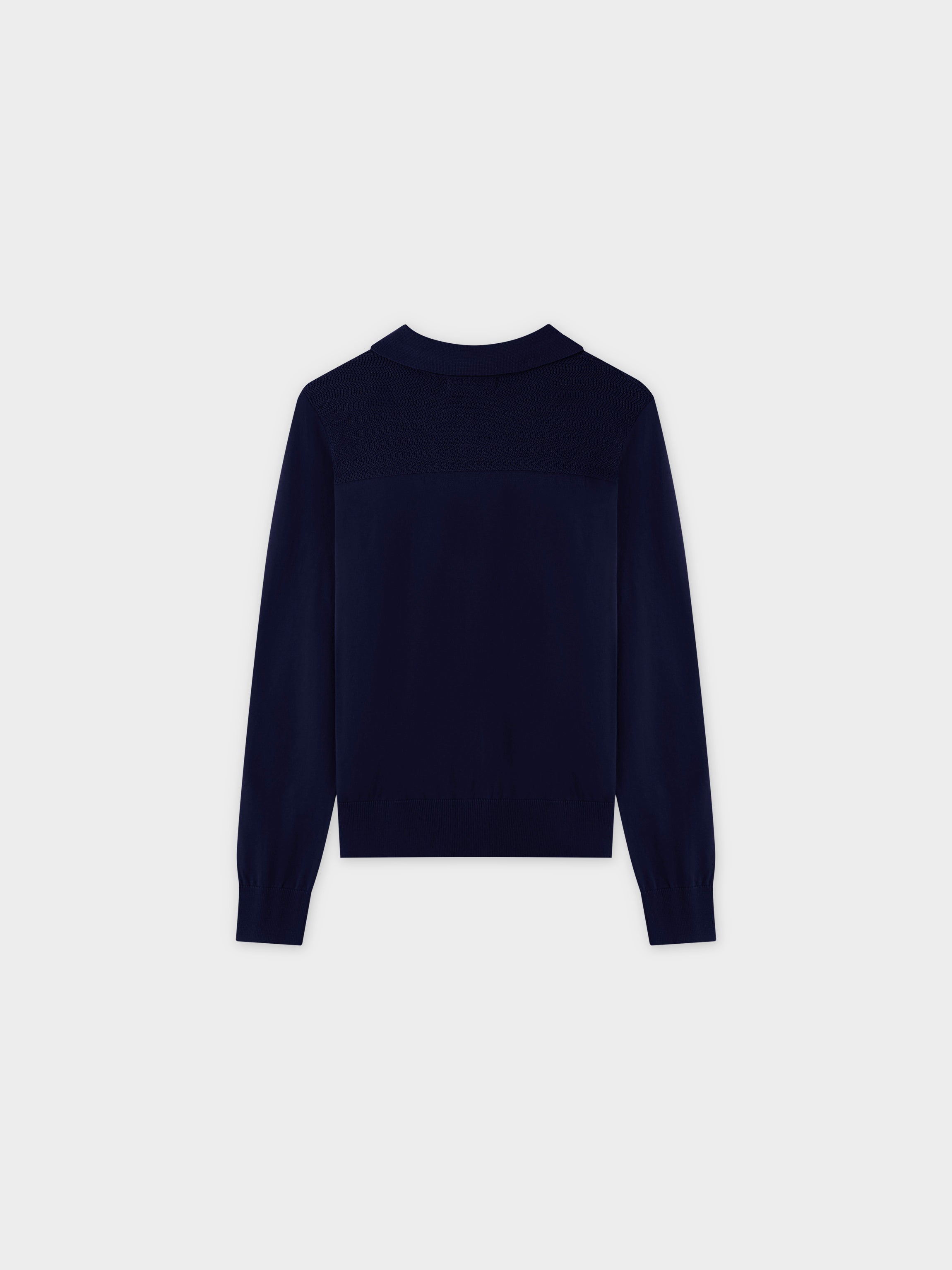 Mesh Top Sweater-Navy