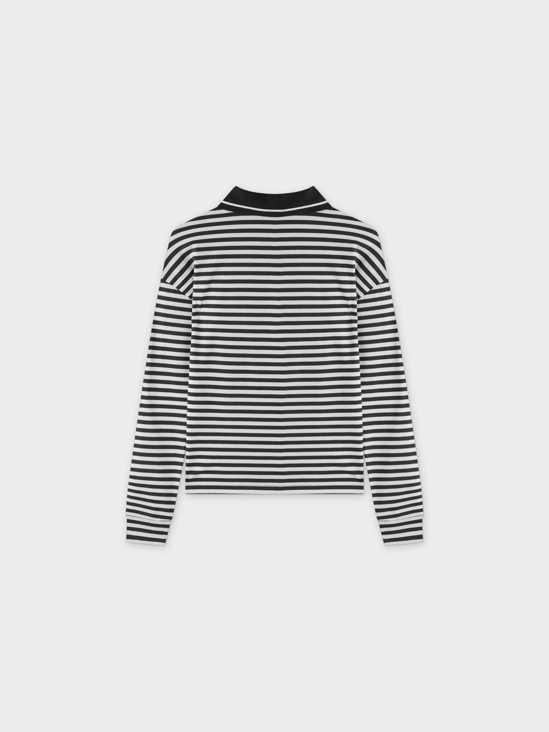 Striped Collar Tee-Black/White