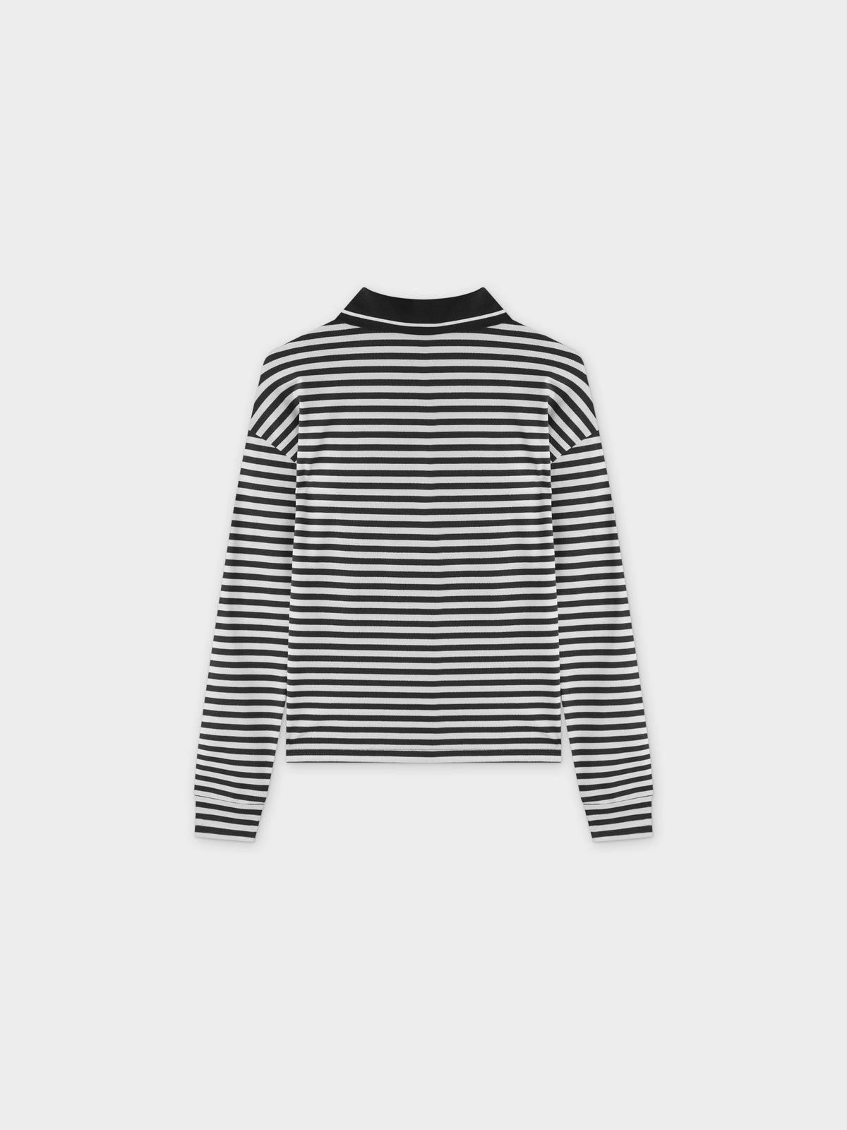 Striped Collar Tee-Black/White