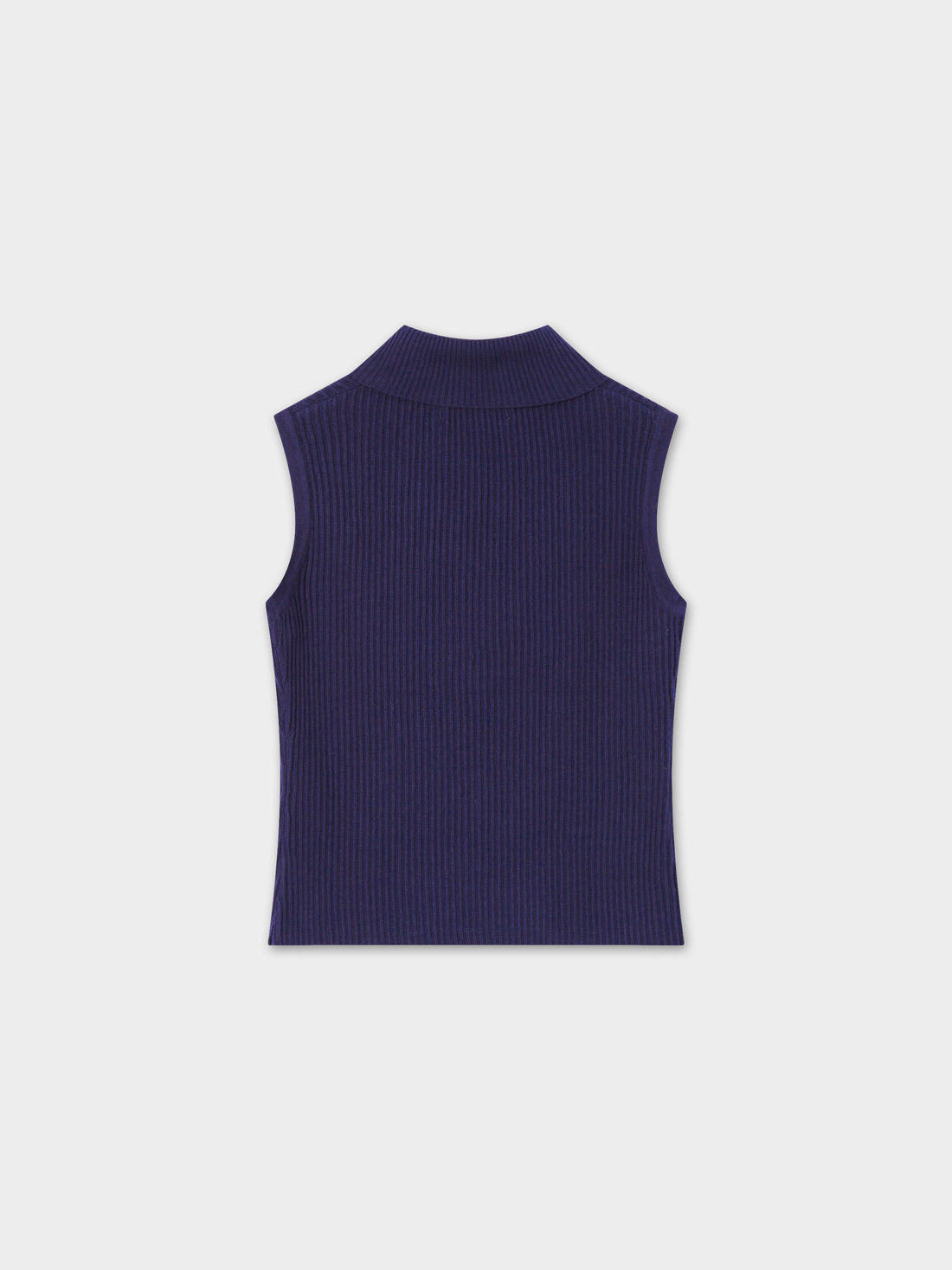 Sleeveless Ribbed Turtleneck-Navy