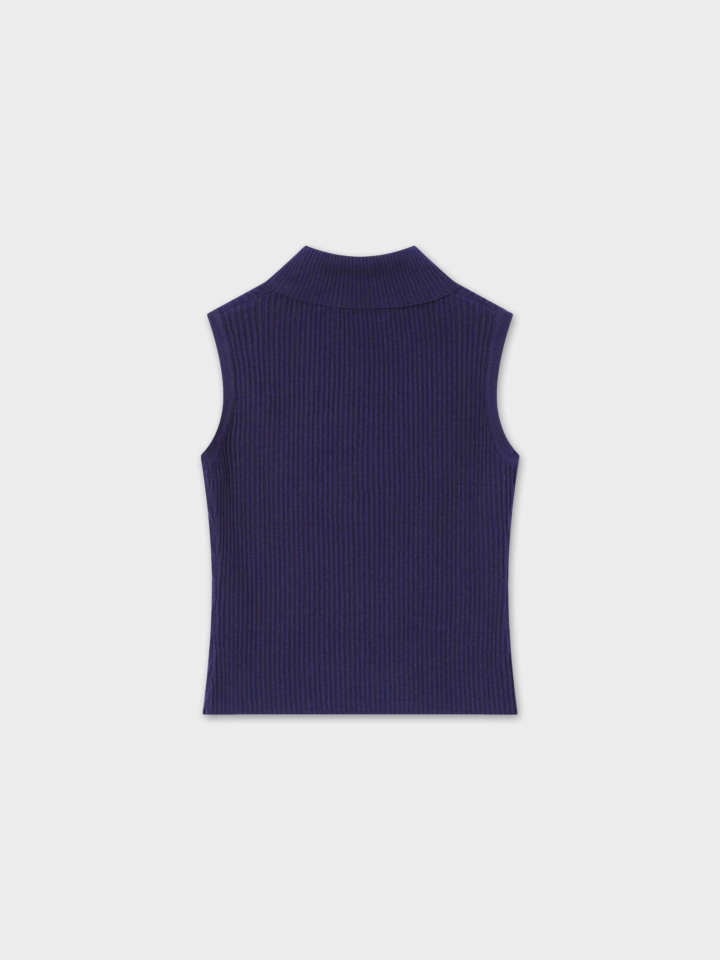 Sleeveless Ribbed Turtleneck-Navy