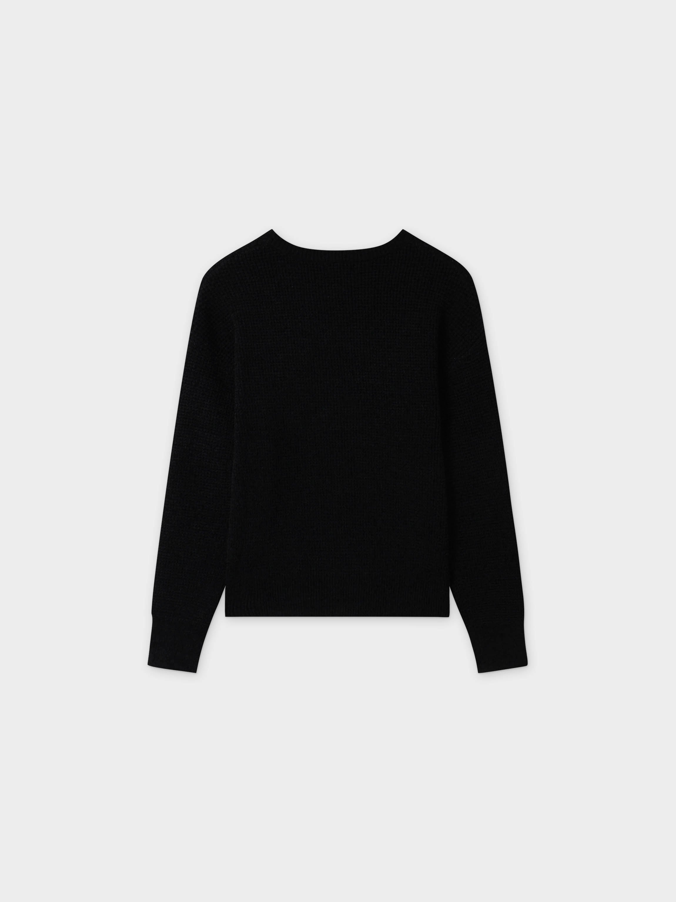 Chenille Waffle Sweater-Black