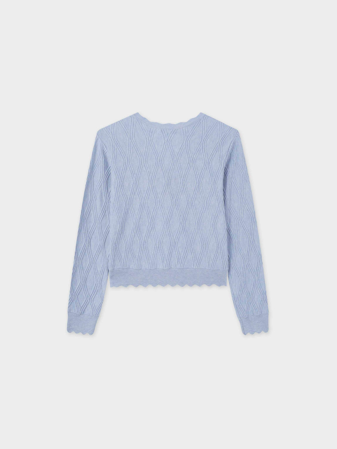 Scalloped Edge Cardigan-Light Blue Heather