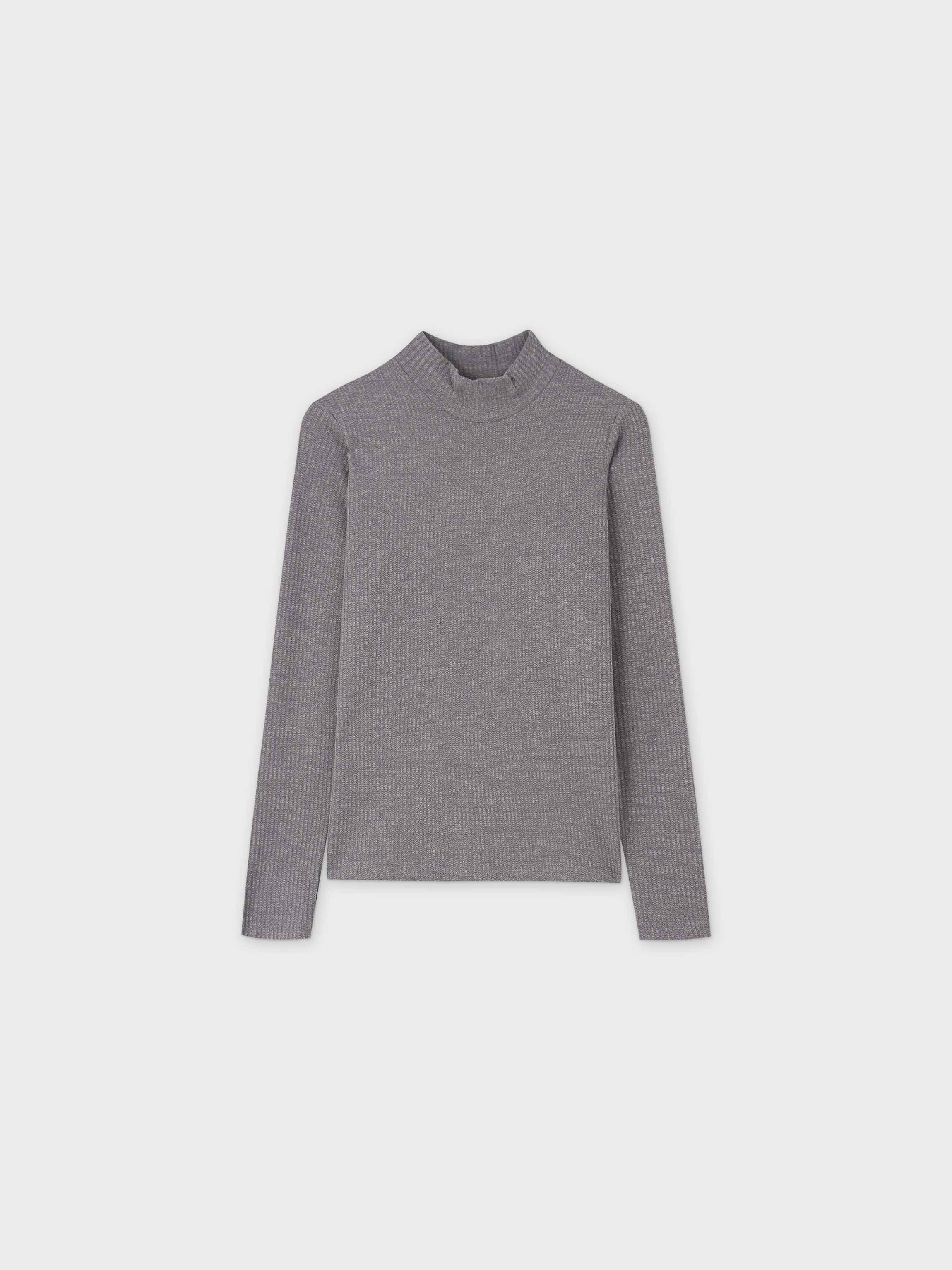 Textured Stretch Turtleneck-Grey