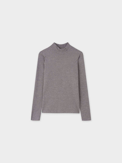 Textured Stretch Turtleneck-Grey