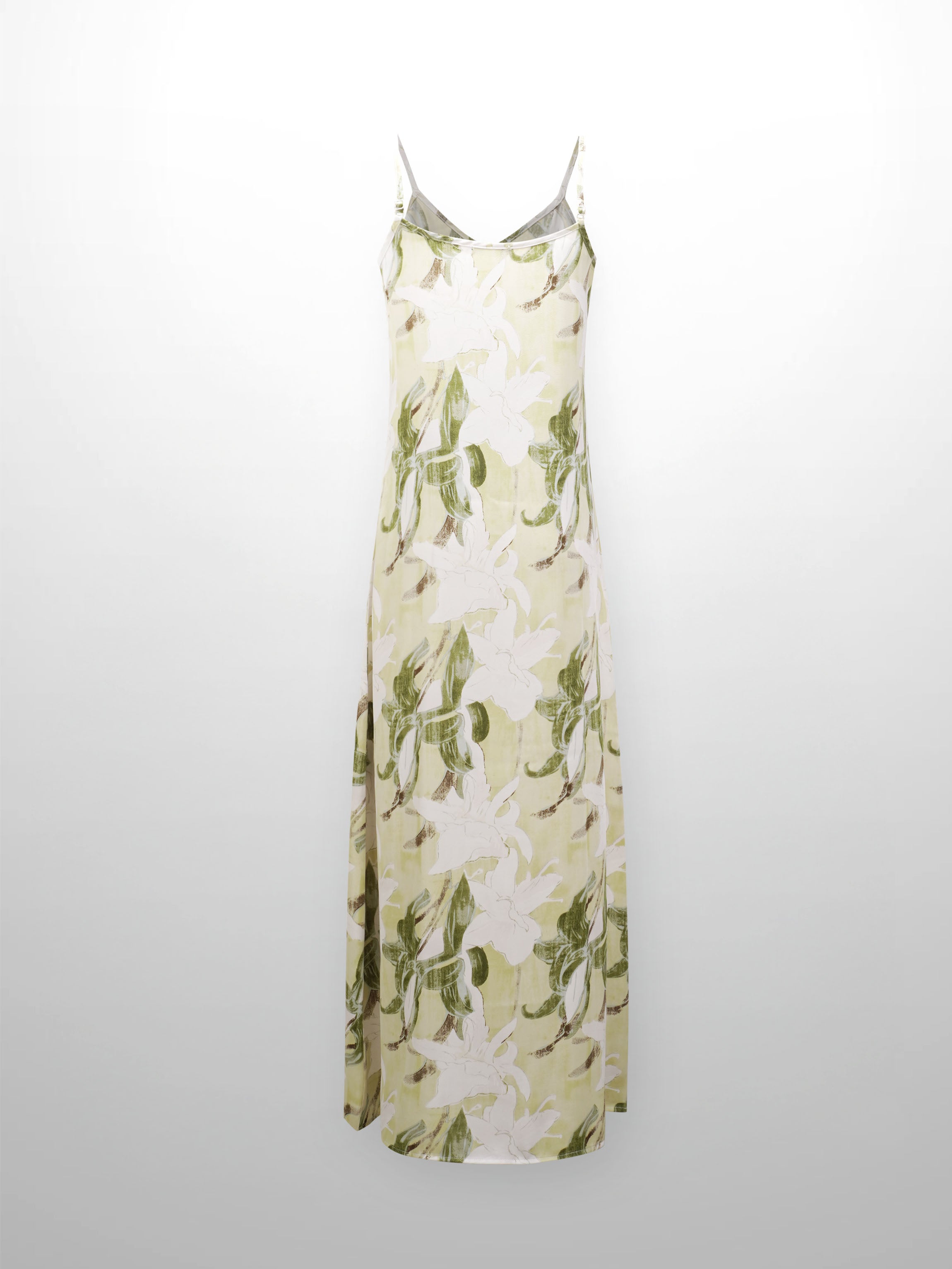 A-Line V Neck Slip Dress-Shades of Green