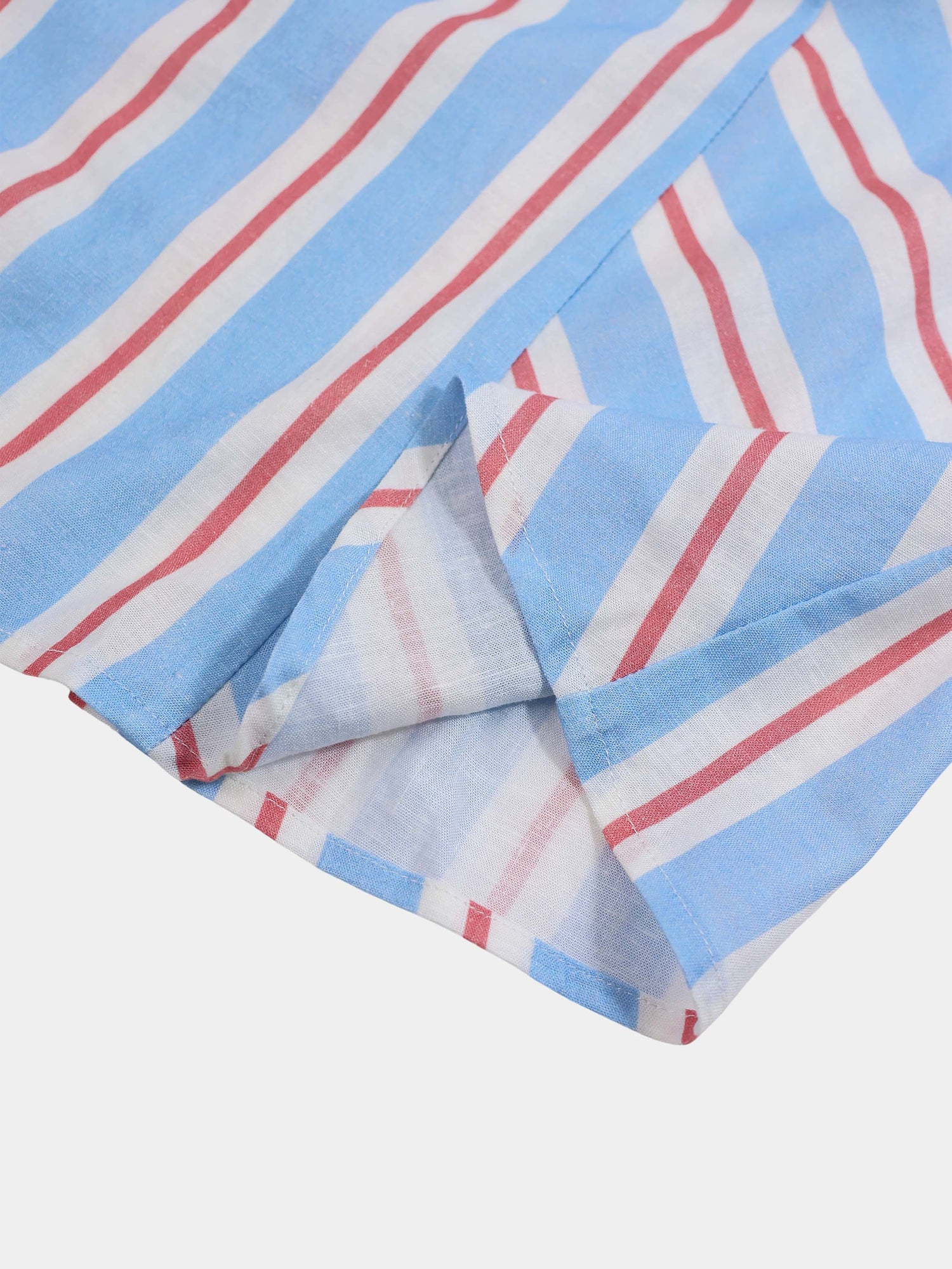 Striped Flare Sleeve Dress-Light Blue/White