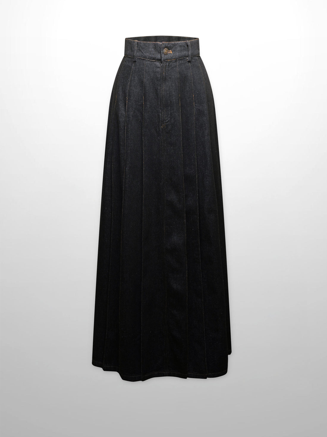 Stitched Pleated Skirt-Black