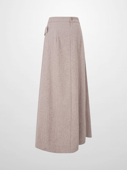 Buckle Pleat Skirt - Warm Taupe