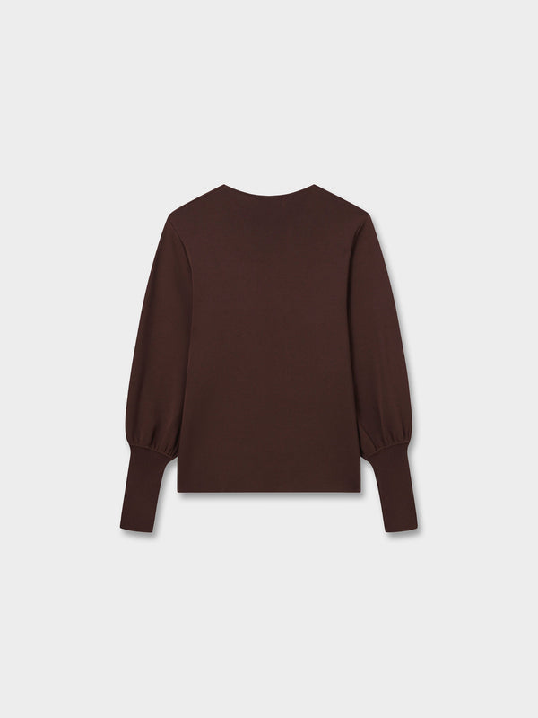 High Cuff Sweater-Brown