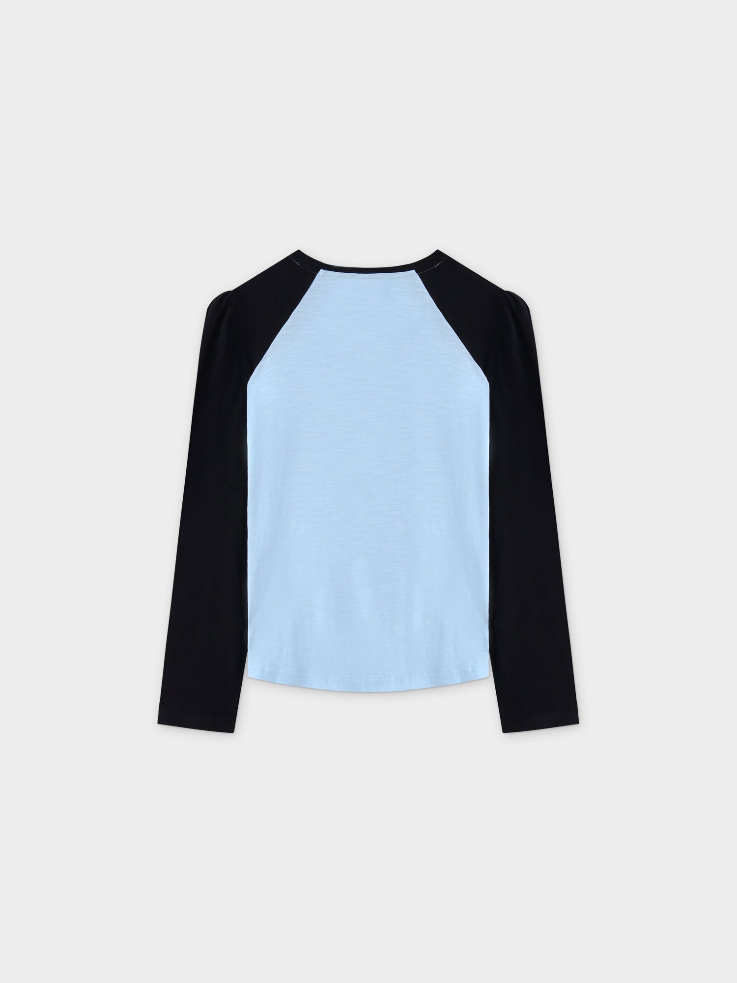 Two Tone Baseball Tee-Light Blue/Black