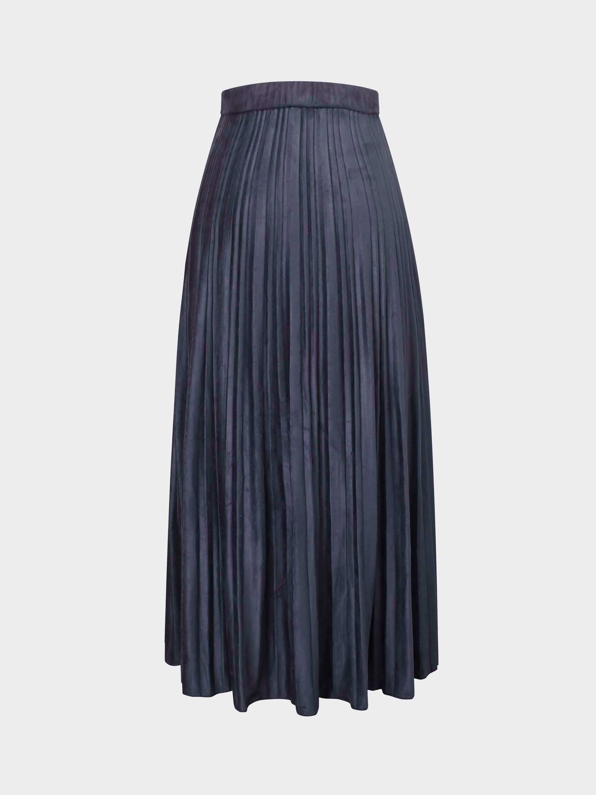 Navy pleated faux leather skirt best sale