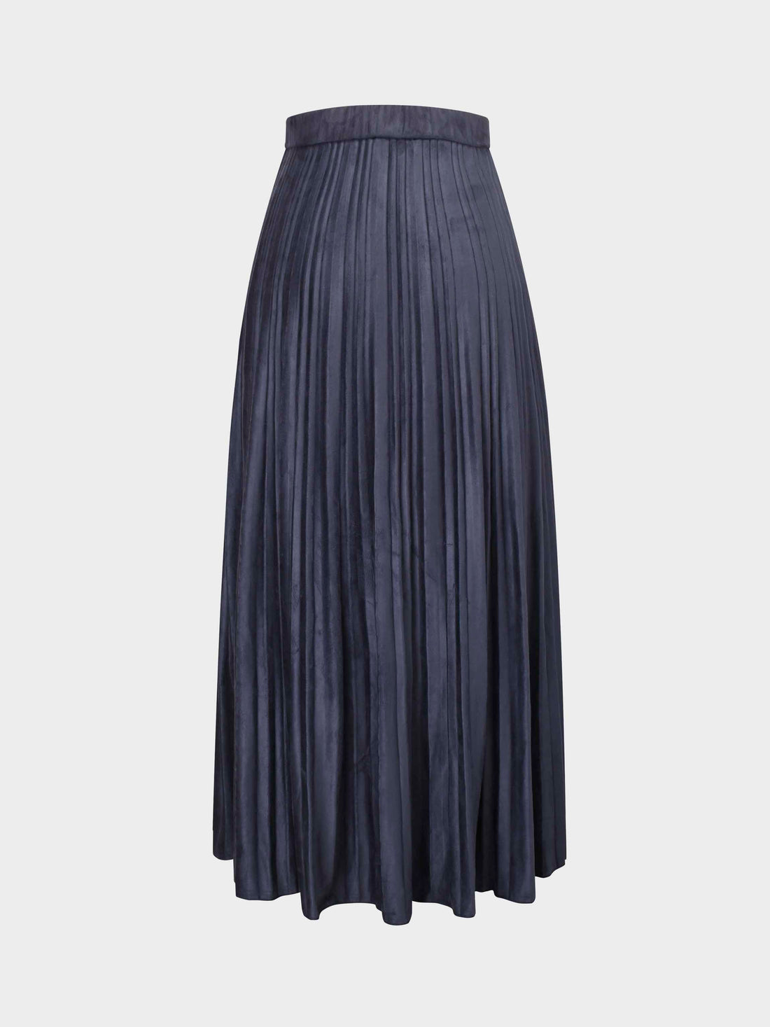 Pleated Suede Skirt 37&quot;-Navy