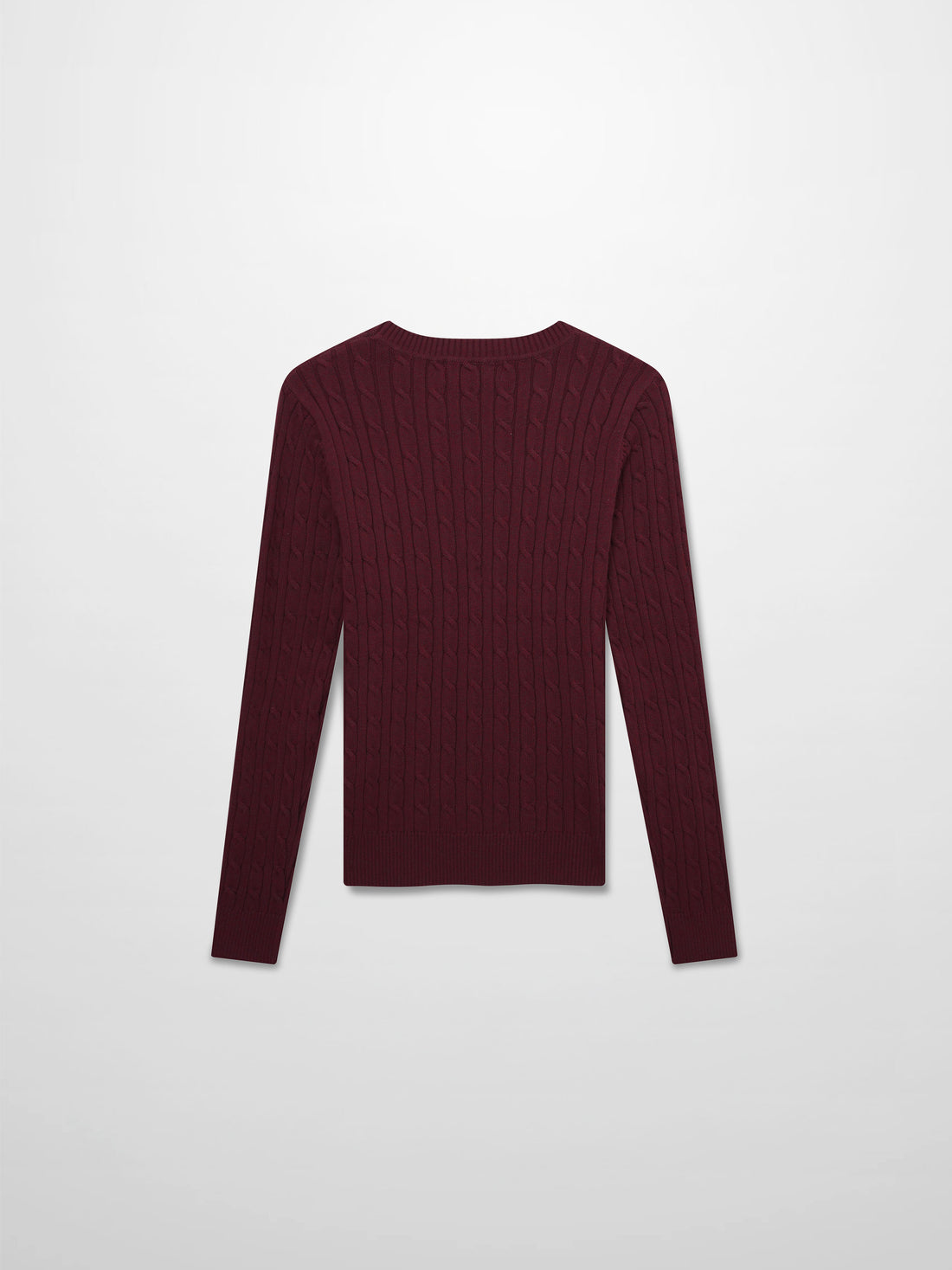 Crew Neck Cable Sweater-Heathered Burgundy