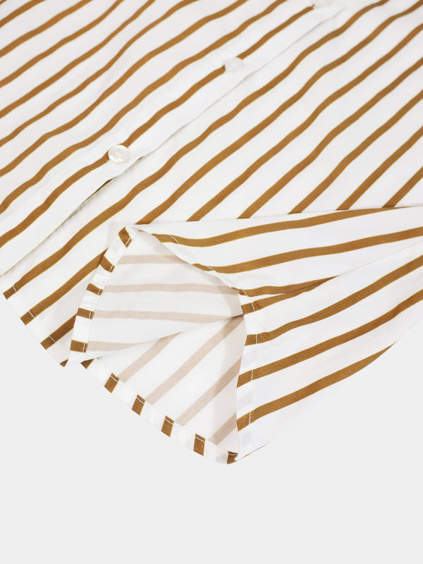 3/4 Sleeve Printed Blouse-Cream/Brown Stripe
