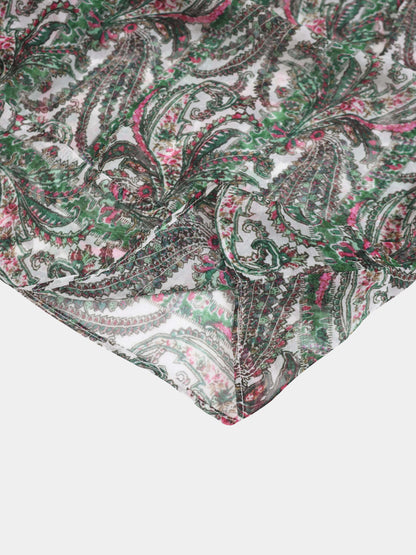 Shirred Sleeve Dress-Green Paisley