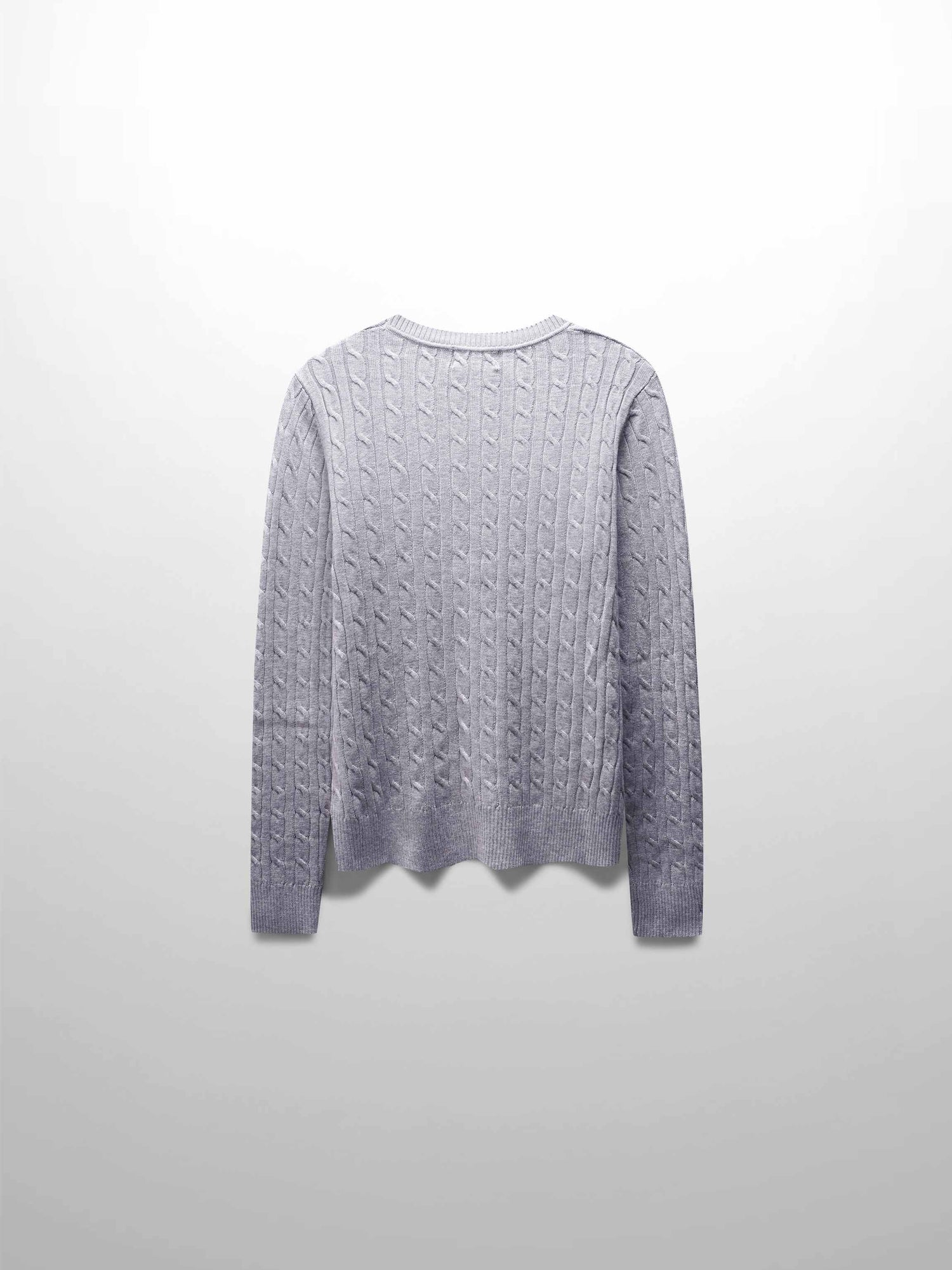 Knit Cable Sweater-Ice Grey