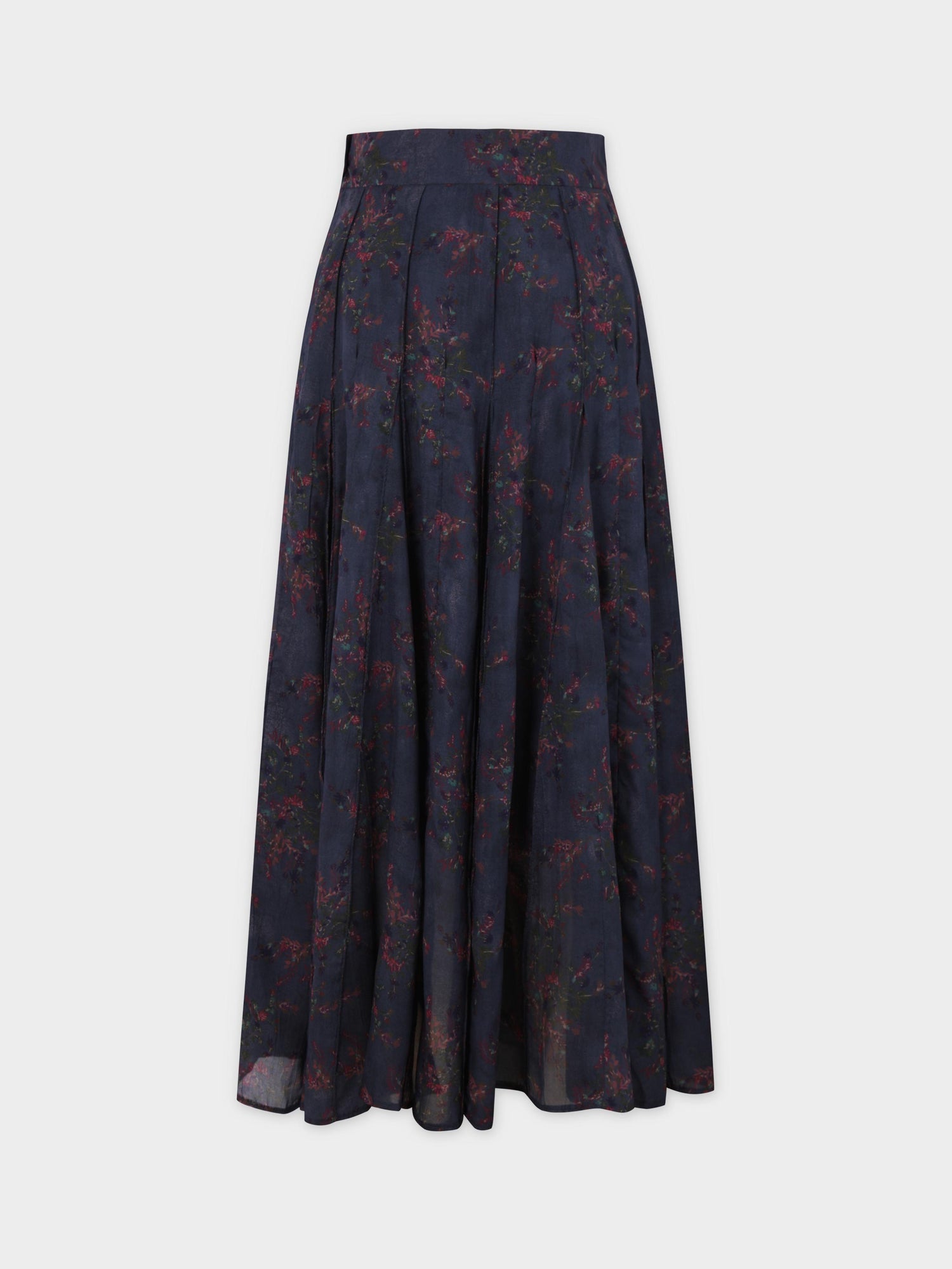 Seamed Pleated Skirt-Brushed Floral