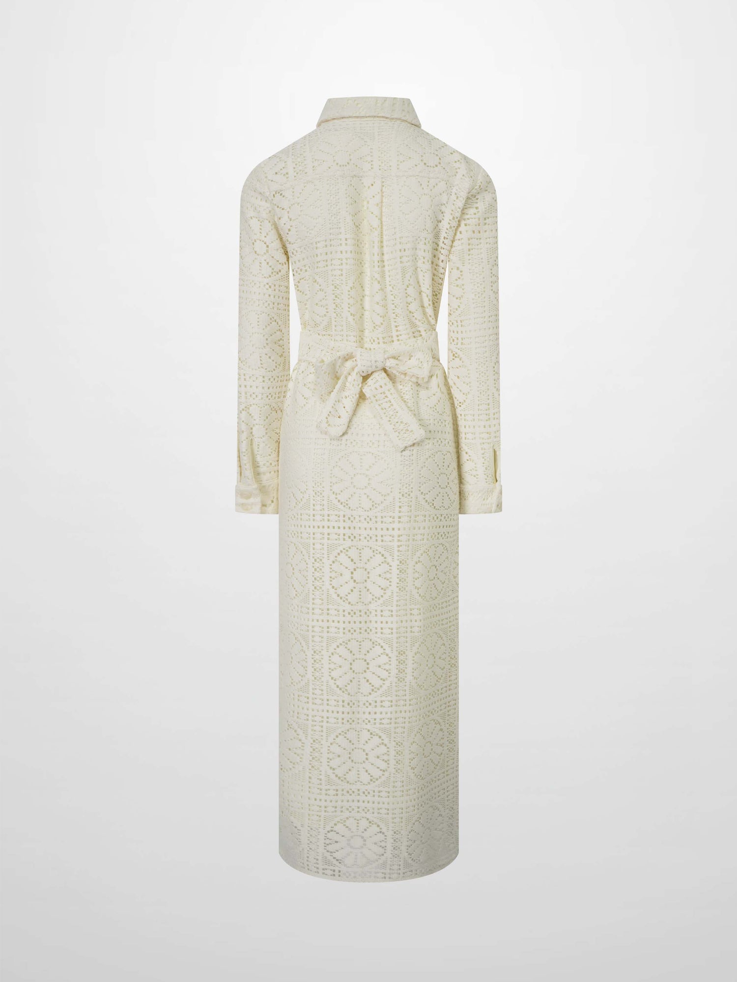 Lace Cutout Shirtdress-Cream