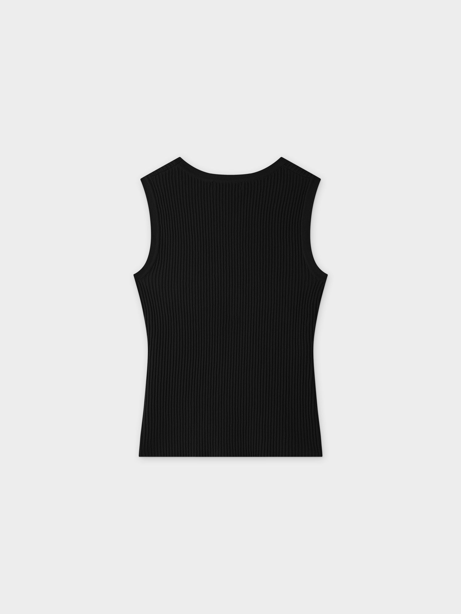 Sleeveless Ribbed Crew-Black