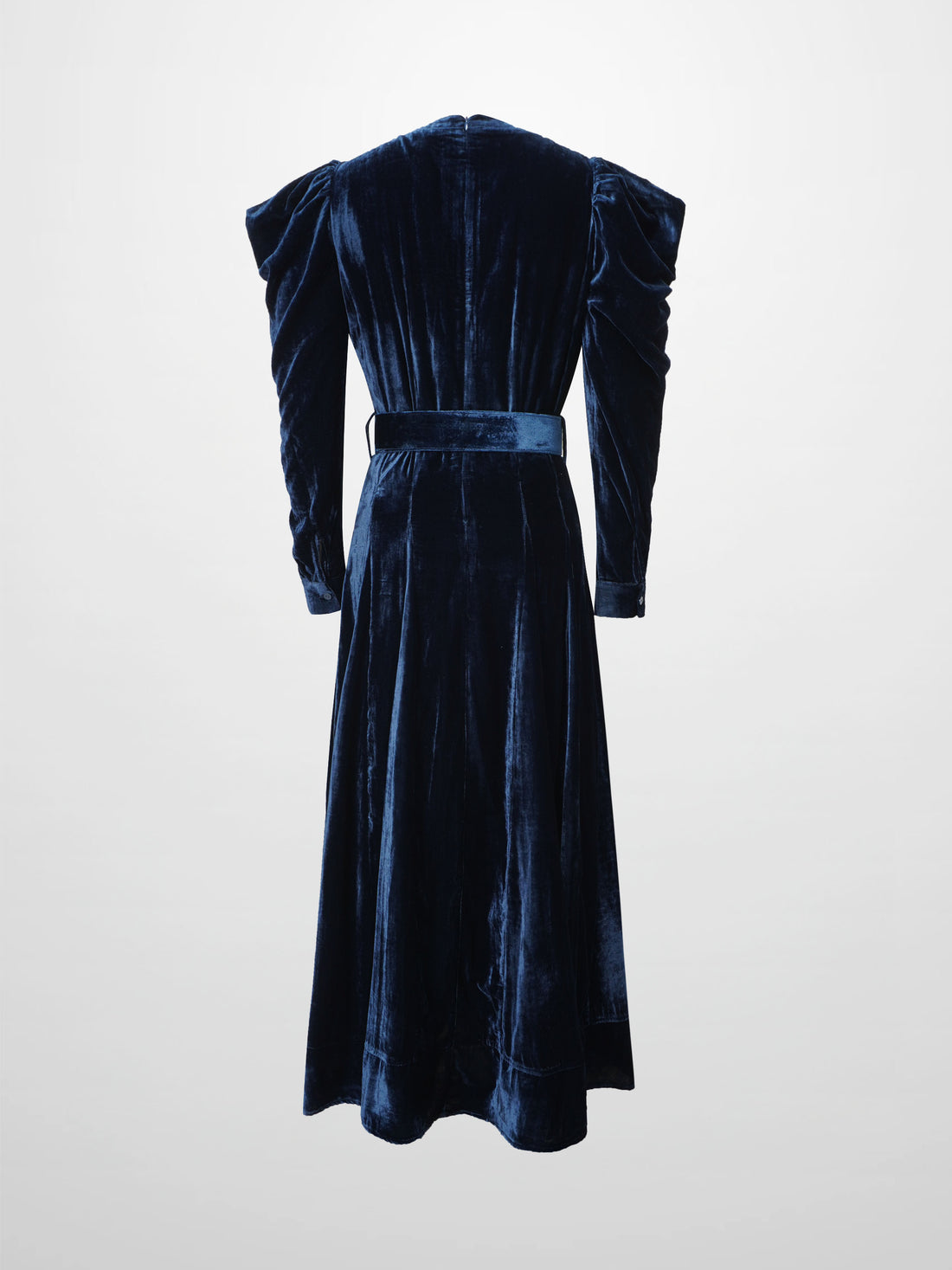 Velvet Flare Dress-Navy
