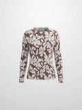 Floral Cable Printed Sweater - Brown Floral
