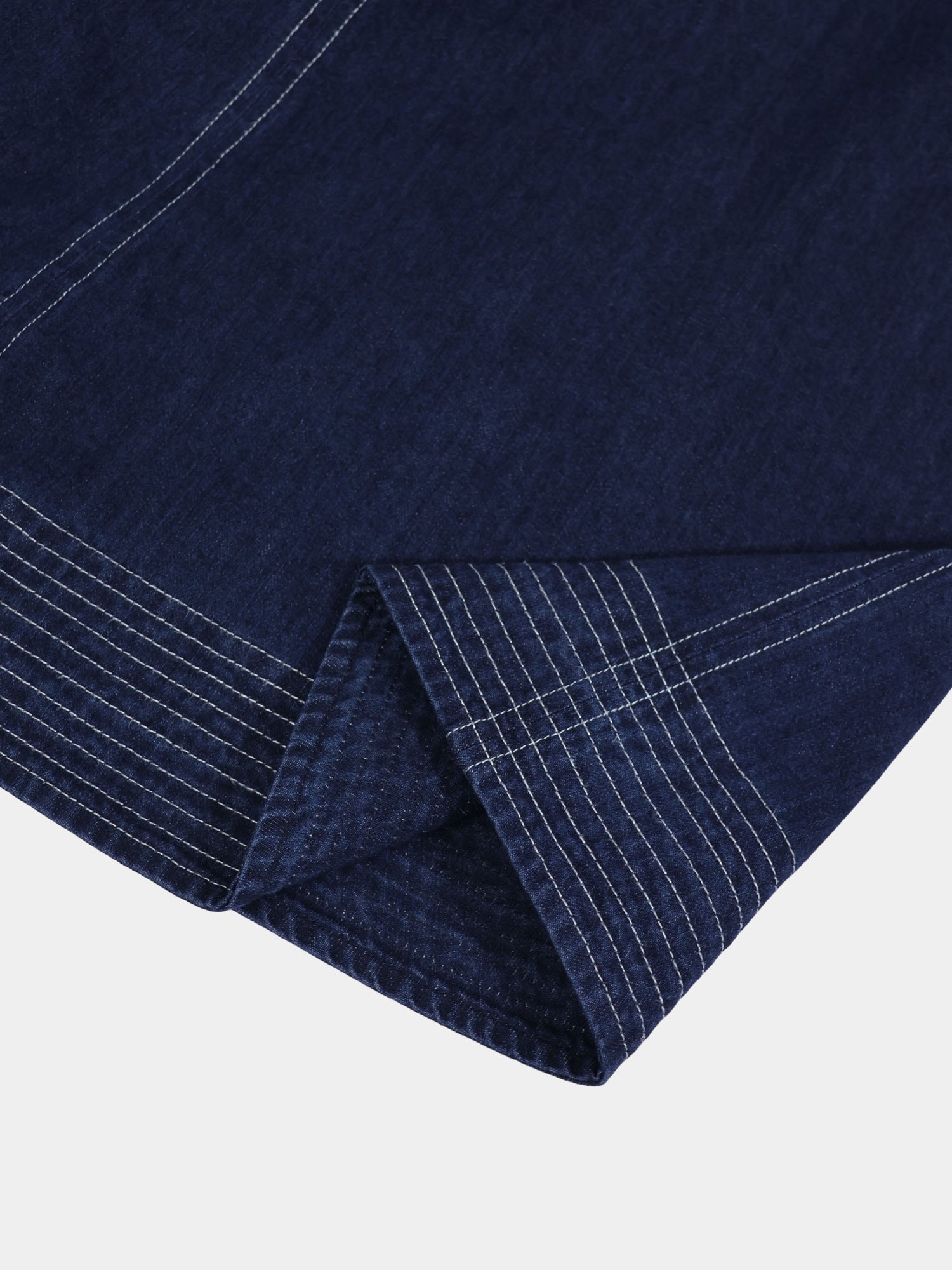 Seamed Bottom Stitched Denim Skirt-Dark Blue