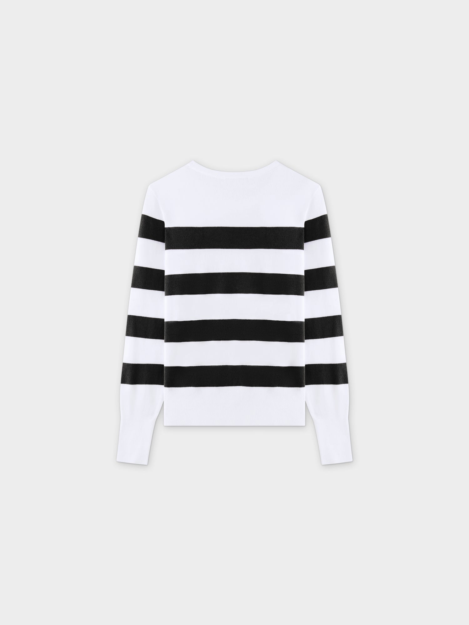 Striped Cotton Sweater-Black