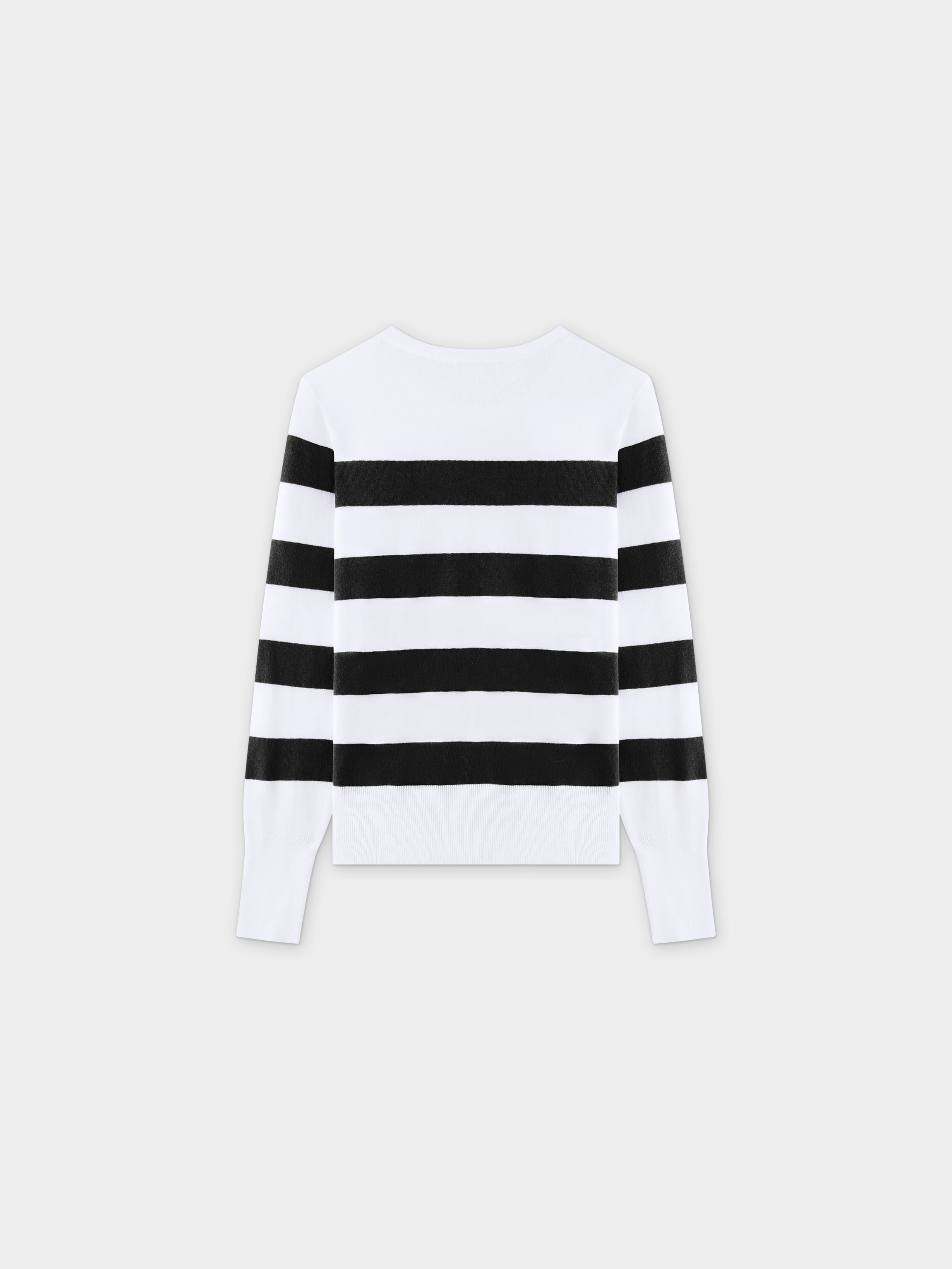 Striped Cotton Sweater-Black