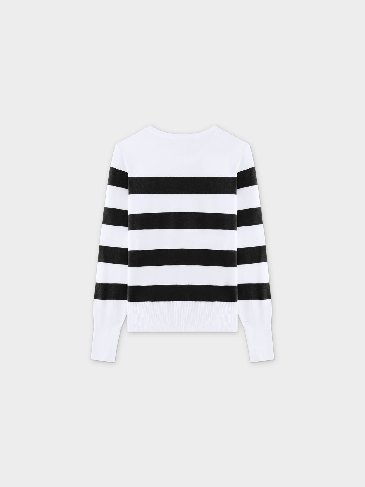 Striped Cotton Sweater-Black