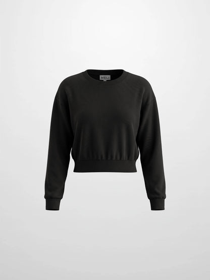 Lightweight Crop Sweatshirt - Black