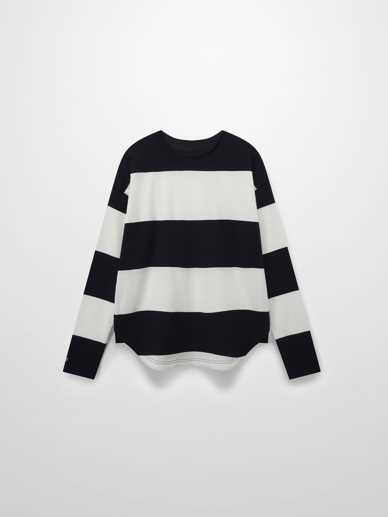 Oversized Rounded Hem T-Shirt-Black/White