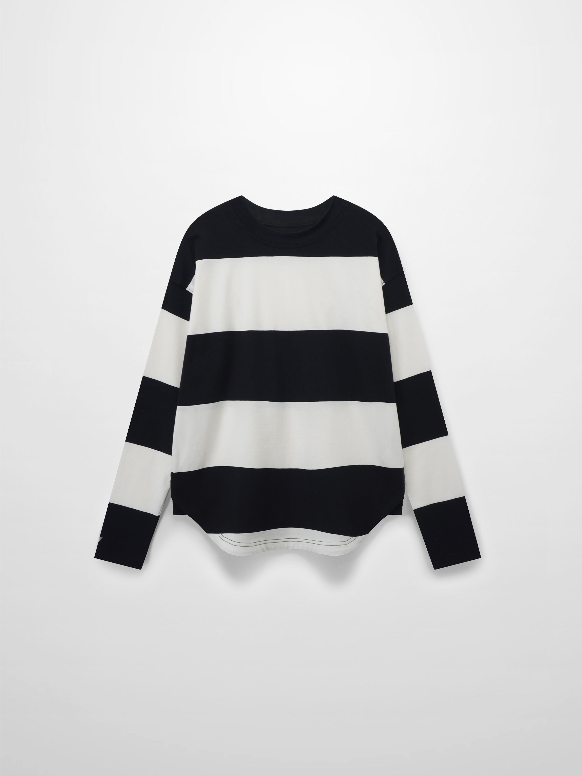 Oversized Rounded Hem T-Shirt-Black/White