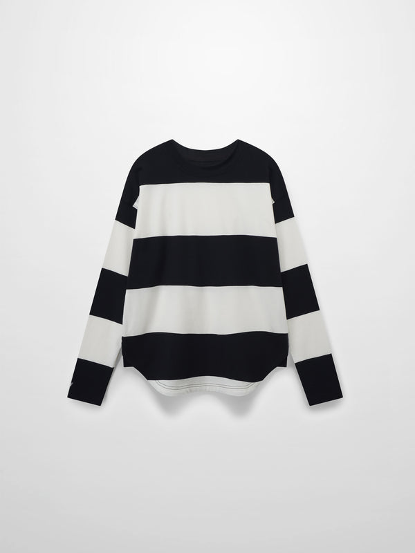 Oversized Rounded Hem T-Shirt-Black/White
