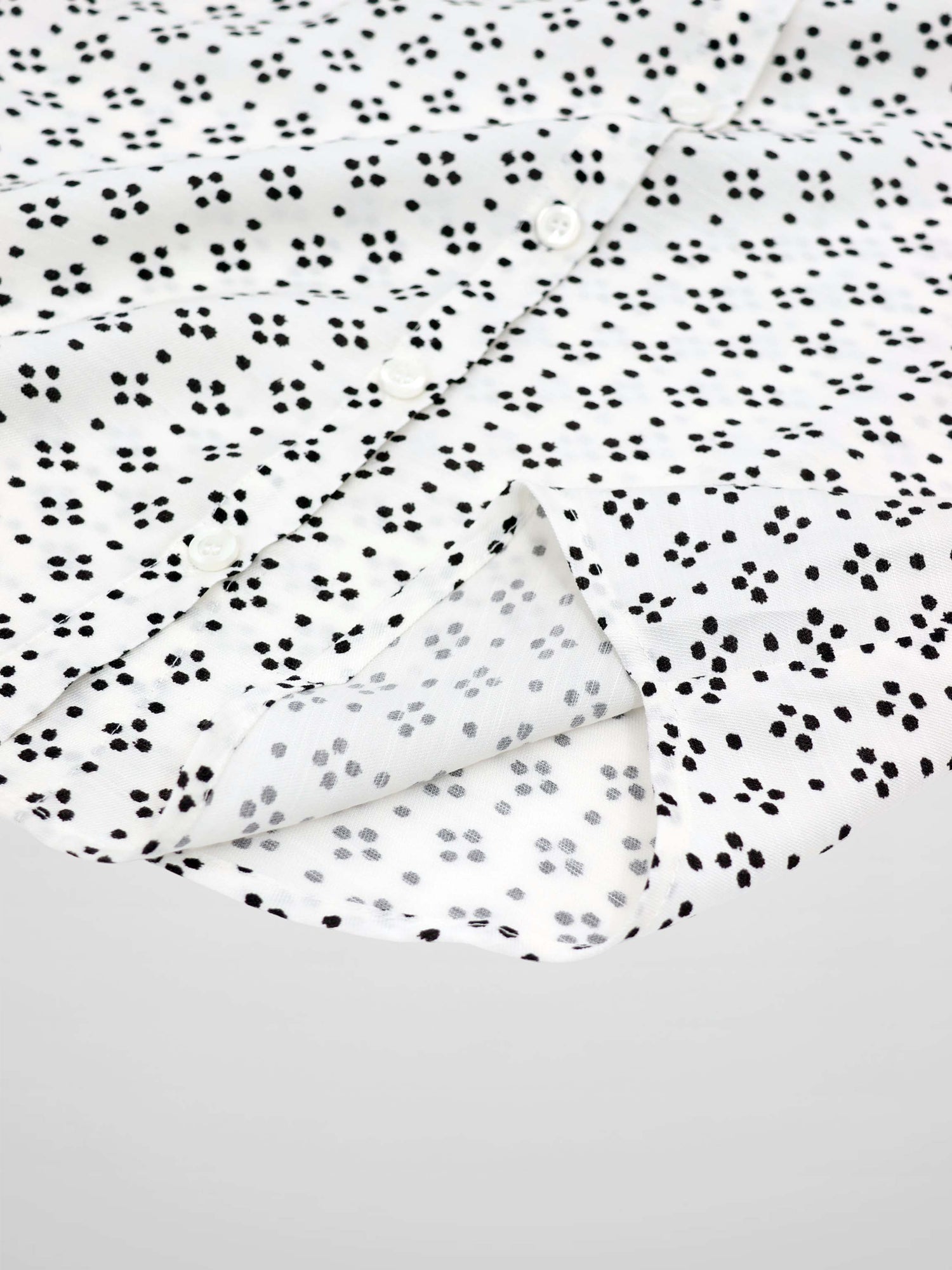 Puff Sleeve Button Down Blouse-Black/White Polka Dot