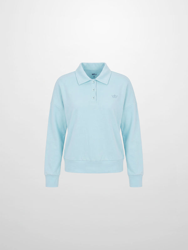 Collared Bomber Tee-Sky Blue