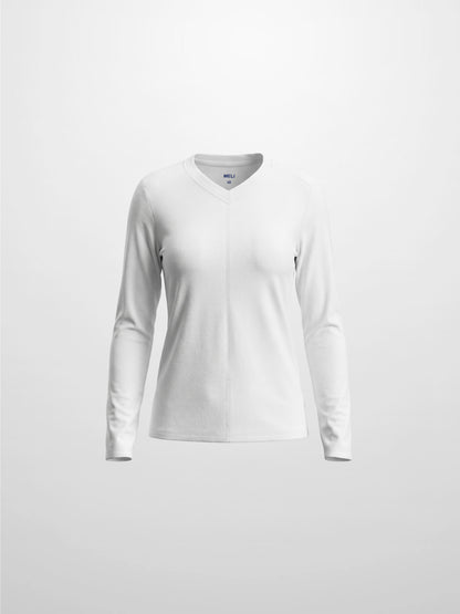 Center Seam High V Tee-White