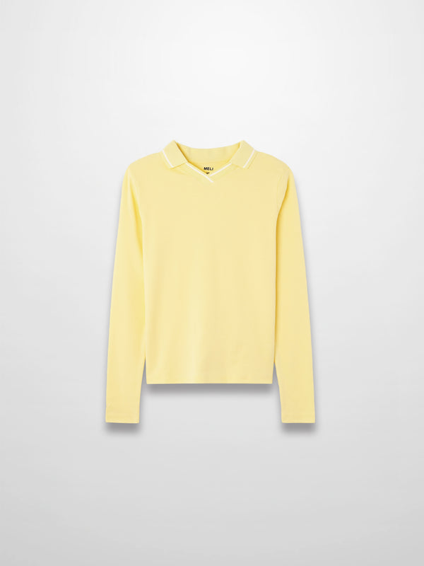 Collared High V T-Shirt-Yellow