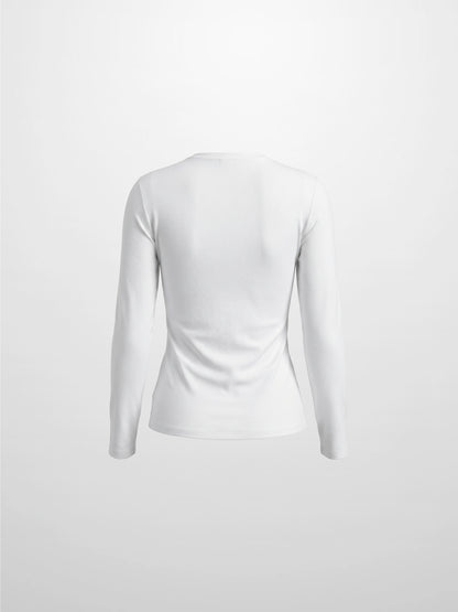Center Seam High V Tee-White