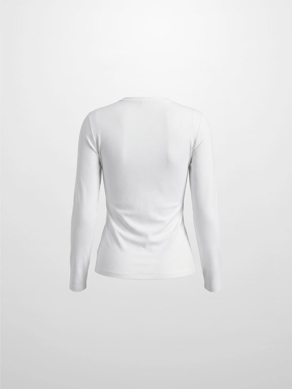Center Seam High V Tee-White