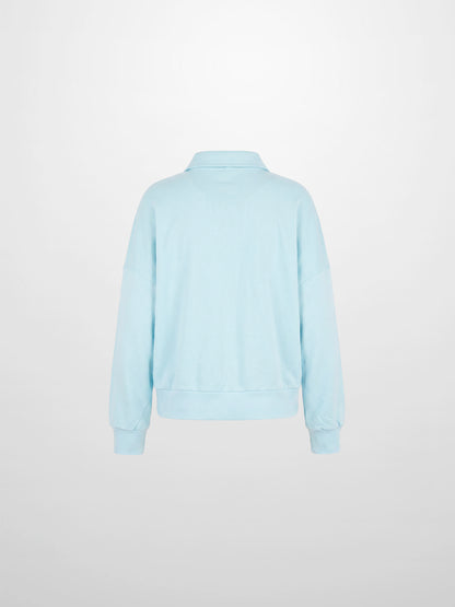 Collared Bomber Tee-Sky Blue