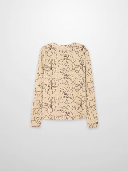 Basic Printed T-shirt-Tan/Brown Floral