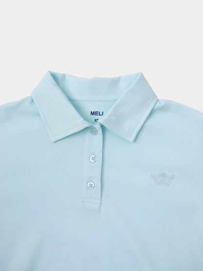 Collared Bomber Tee-Sky Blue