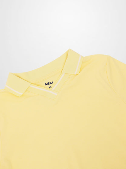 Collared High V T-Shirt-Yellow