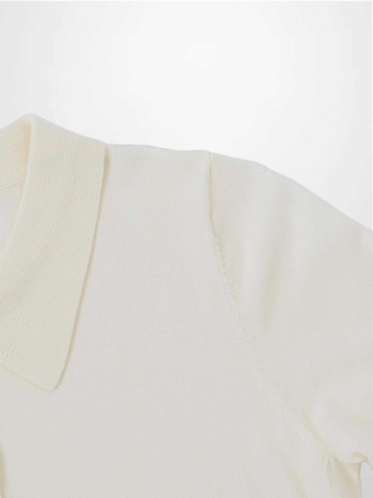Wool Blend Collared Cardigan-Ivory