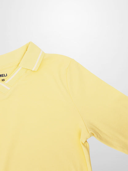 Collared High V T-Shirt-Yellow