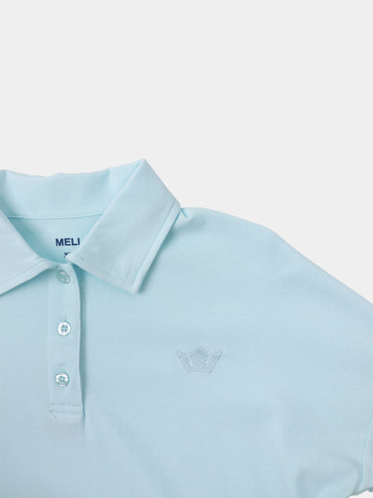 Collared Bomber Tee-Sky Blue