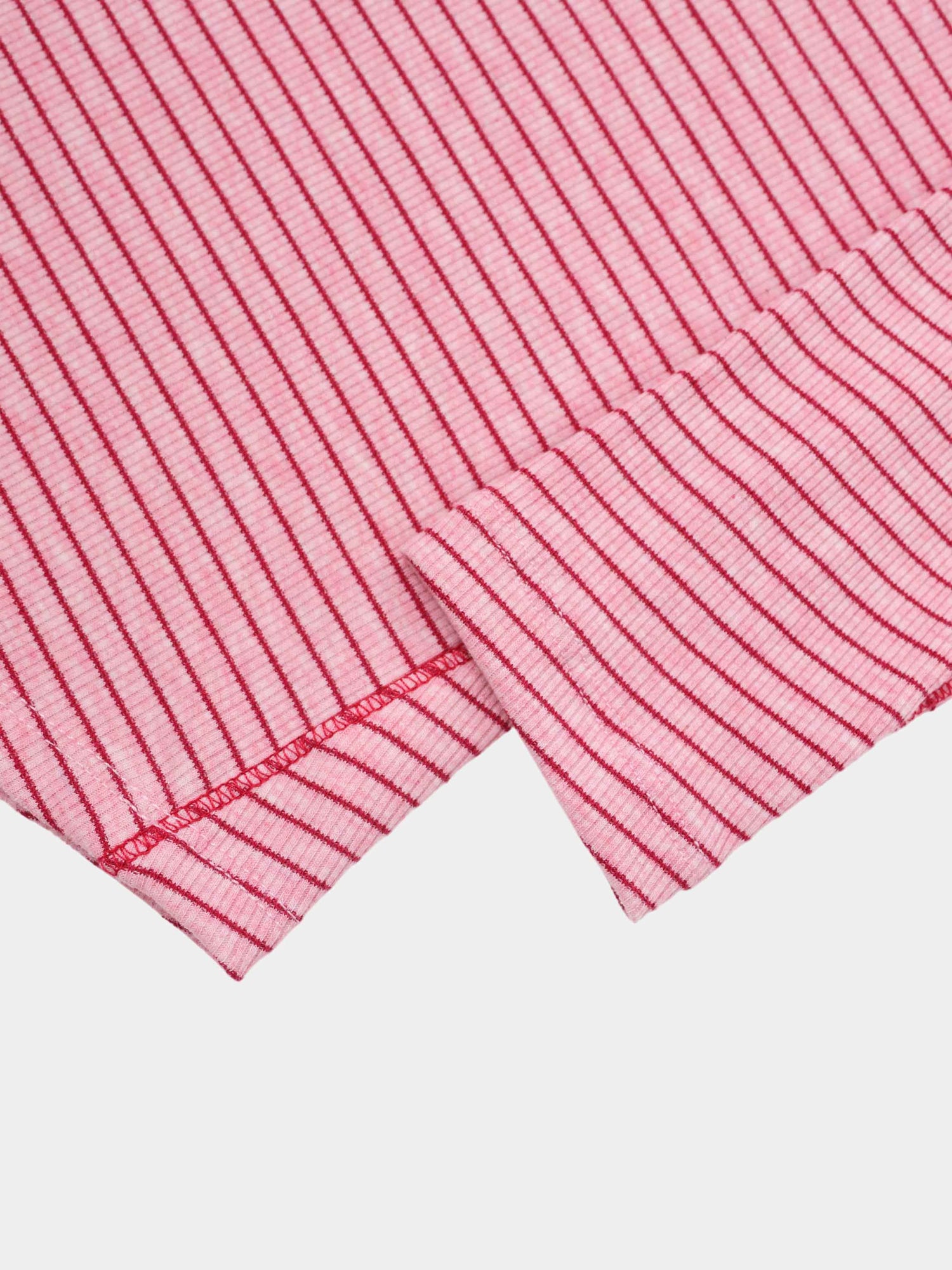 Striped Cross Stitch T-Shirt-Pink